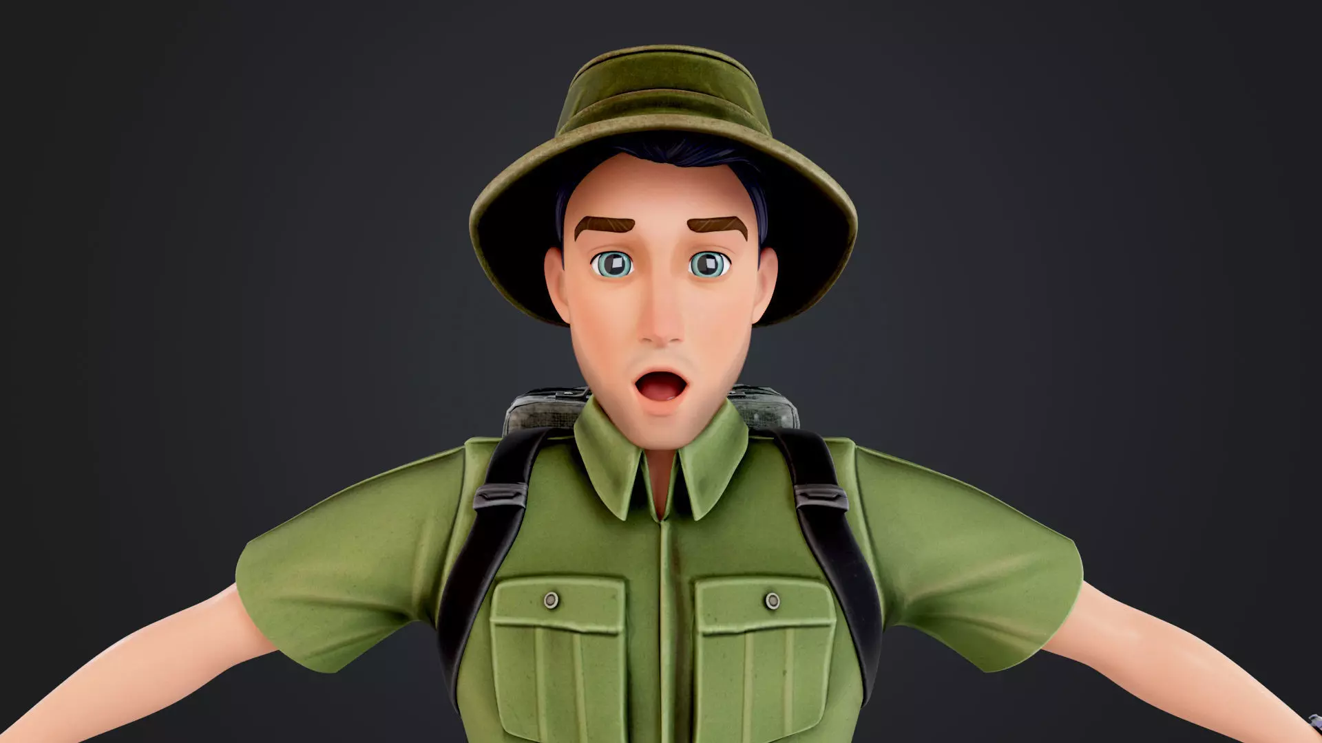 Explorer Cartoon Character Low-poly 3D model_16