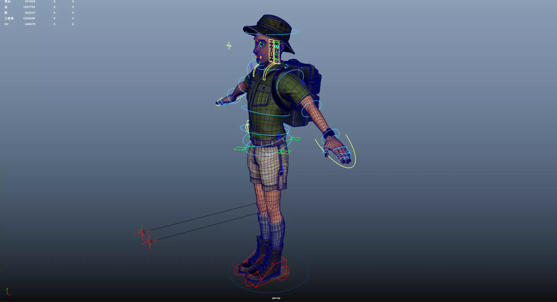 Explorer Cartoon Character Low-poly 3D model_23