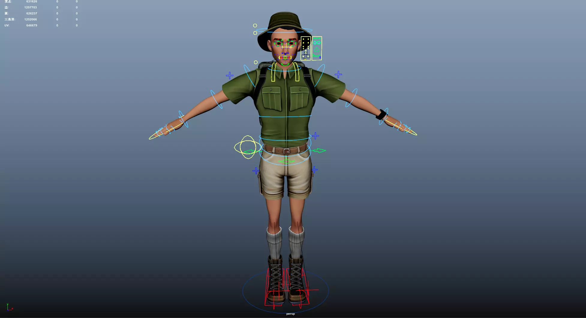 Explorer Cartoon Character Low-poly 3D model_20