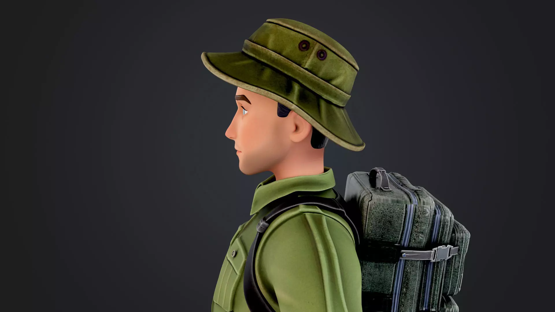 Explorer Cartoon Character Low-poly 3D model_10