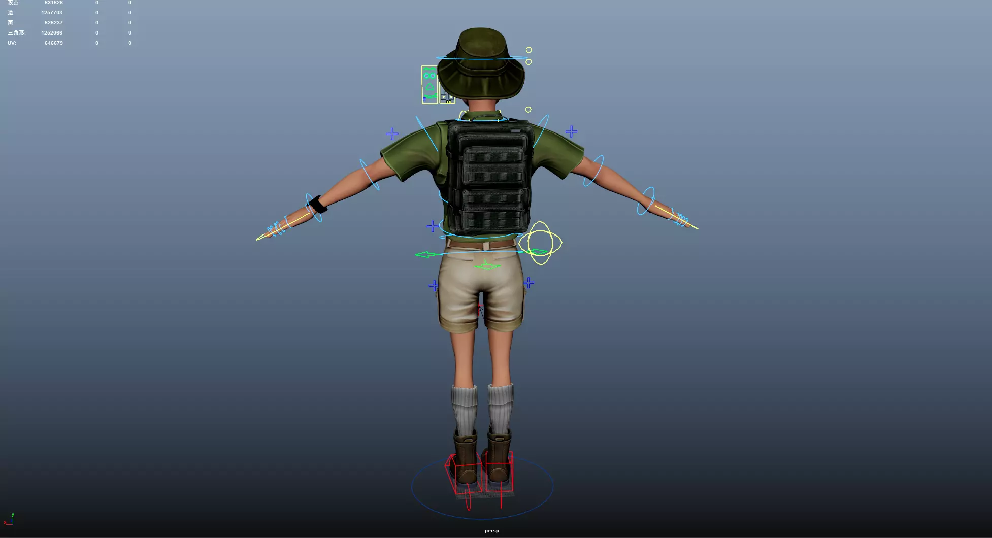 Explorer Cartoon Character Low-poly 3D model_24