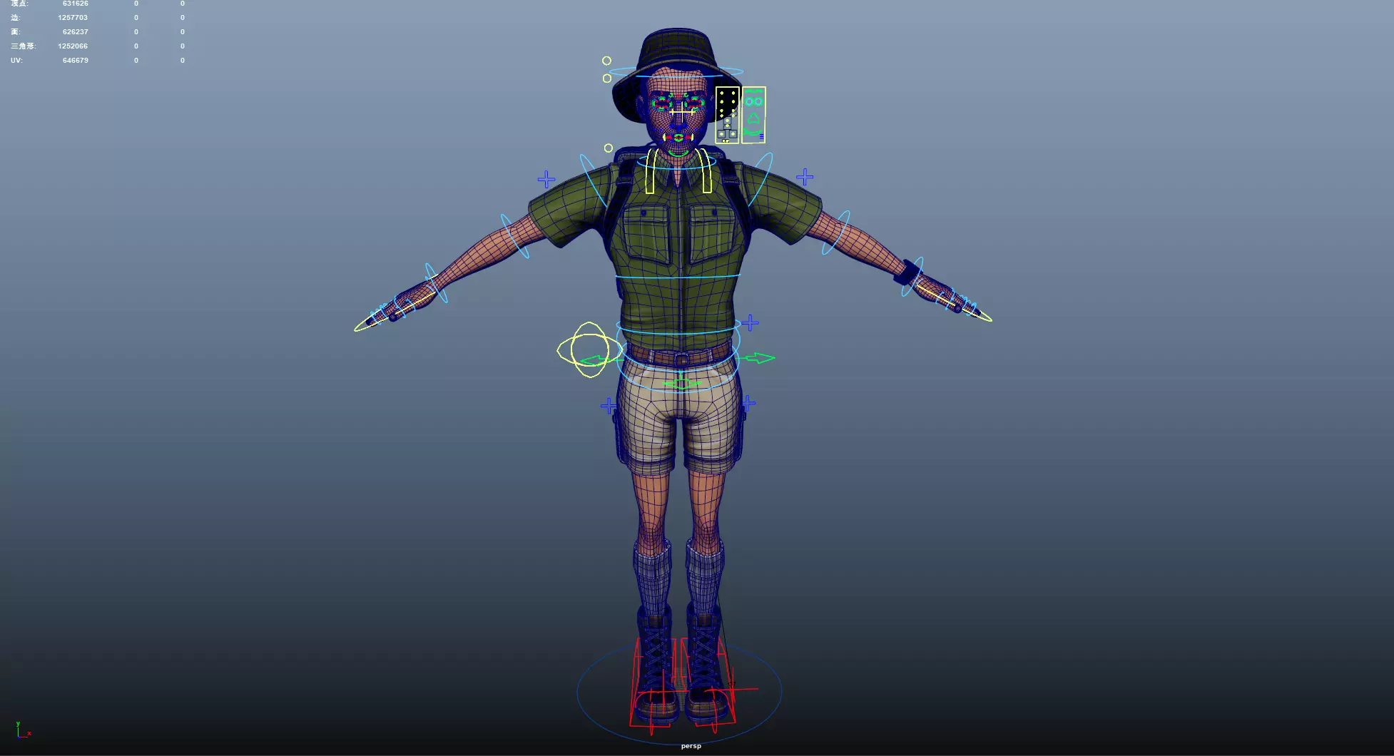 Explorer Cartoon Character Low-poly 3D model_21