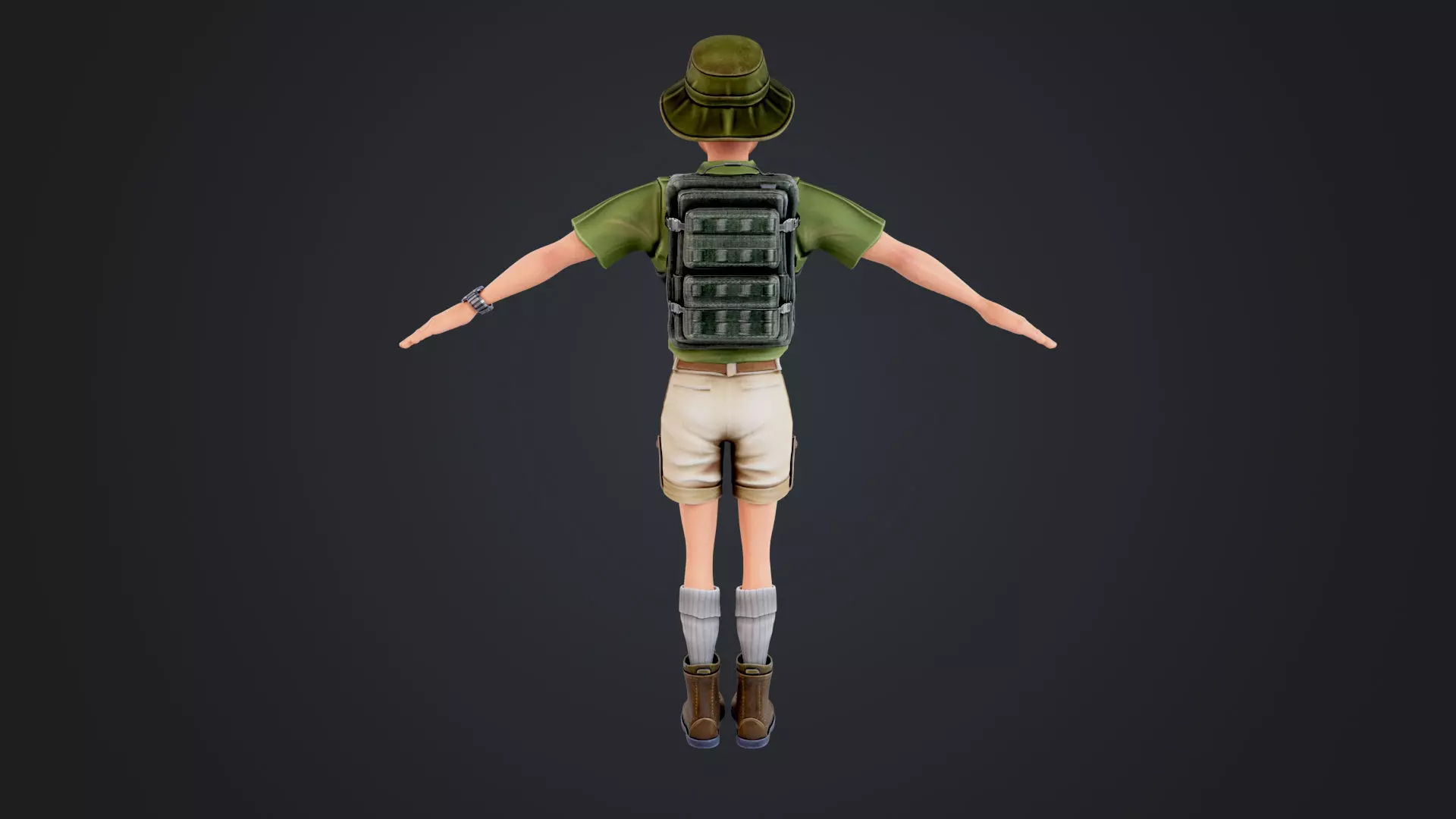 Explorer Cartoon Character Low-poly 3D model_7