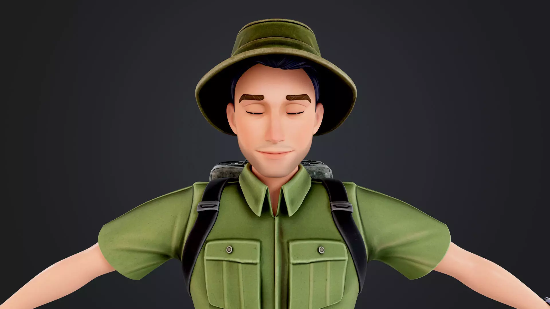 Explorer Cartoon Character Low-poly 3D model_17