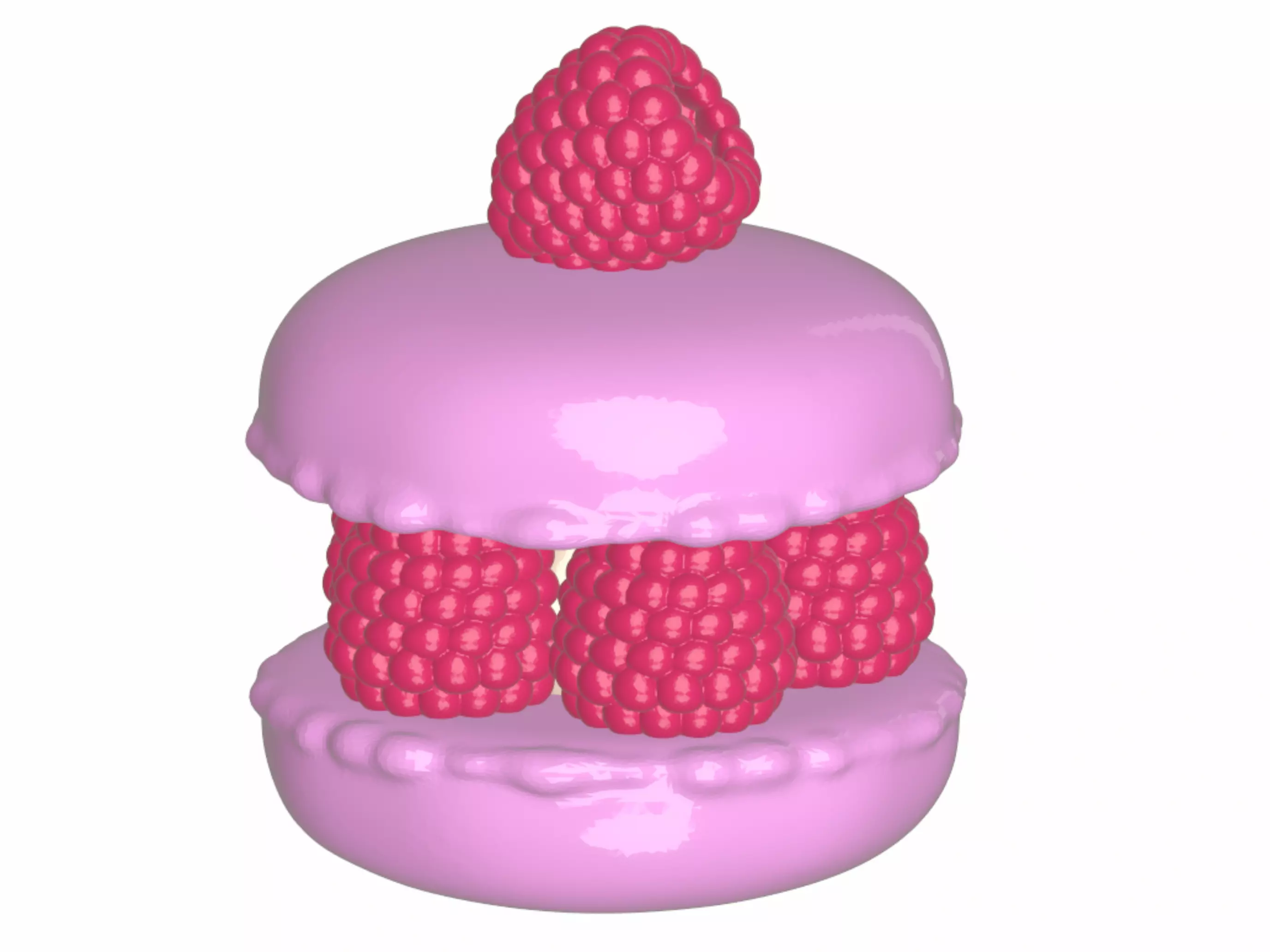  Raspberry Macaron Delight 3D model_0