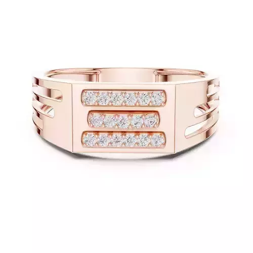 Three Line Round Diamond Engagement Wedding Ring 3DM STL Video