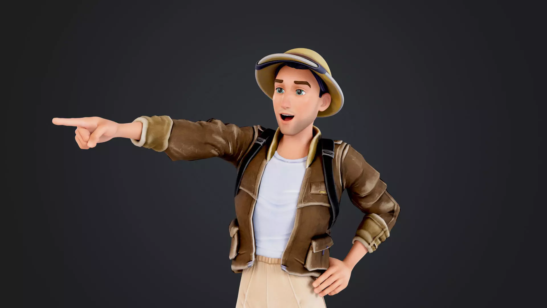 Explorer Cartoon Character Low-poly 3D model_19