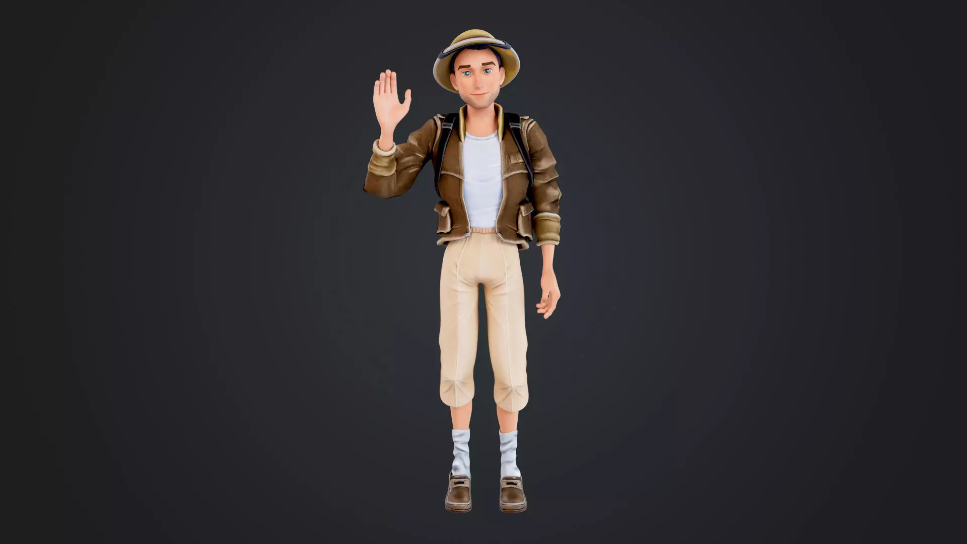 Explorer Cartoon Character Low-poly 3D model_2