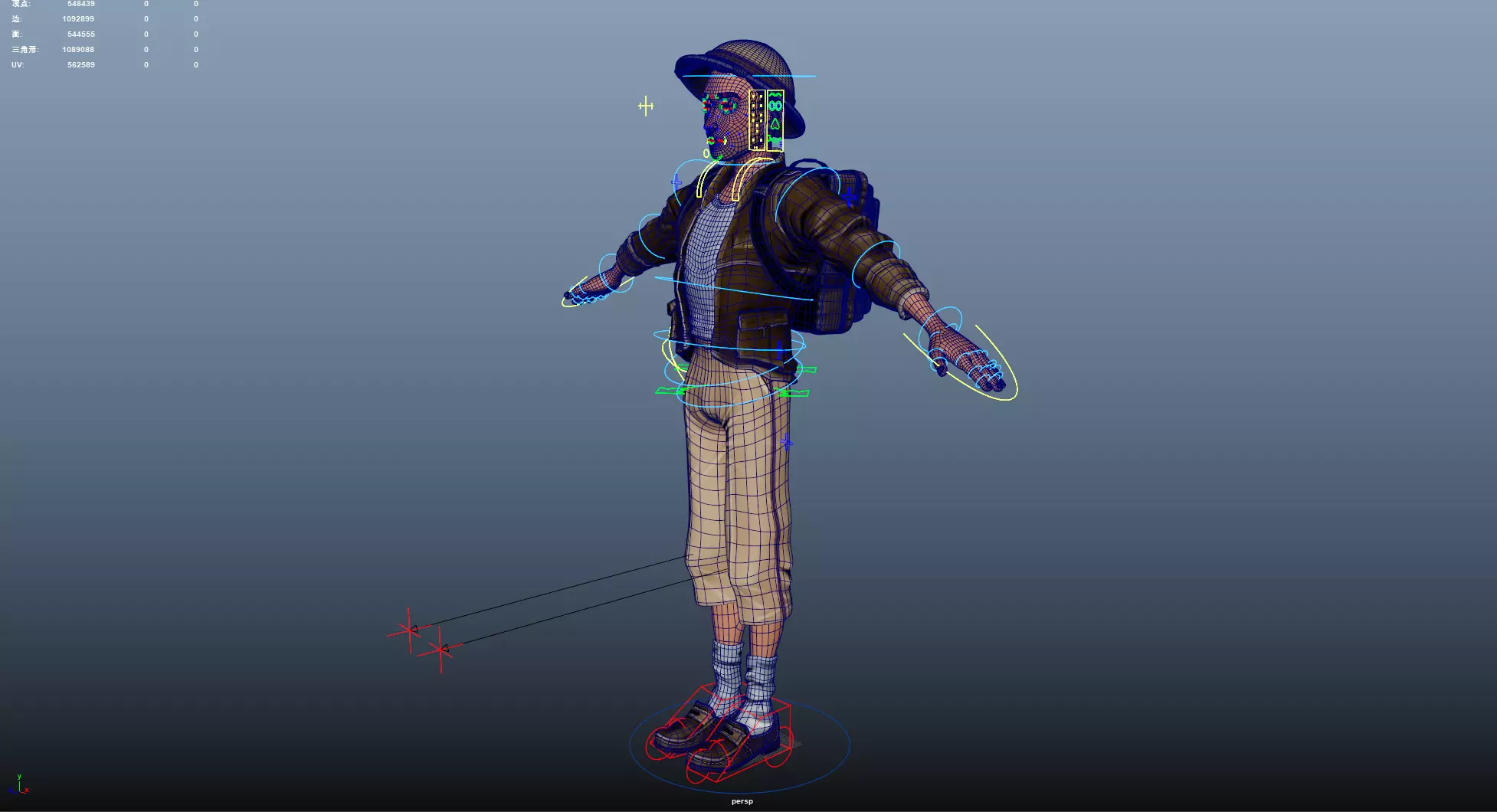 Explorer Cartoon Character Low-poly 3D model_25