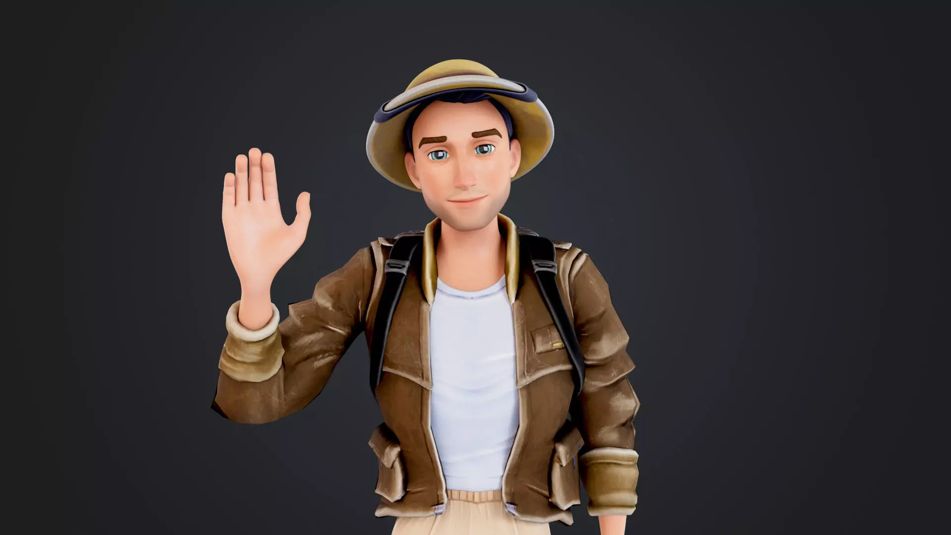 Explorer Cartoon Character Low-poly 3D model_18