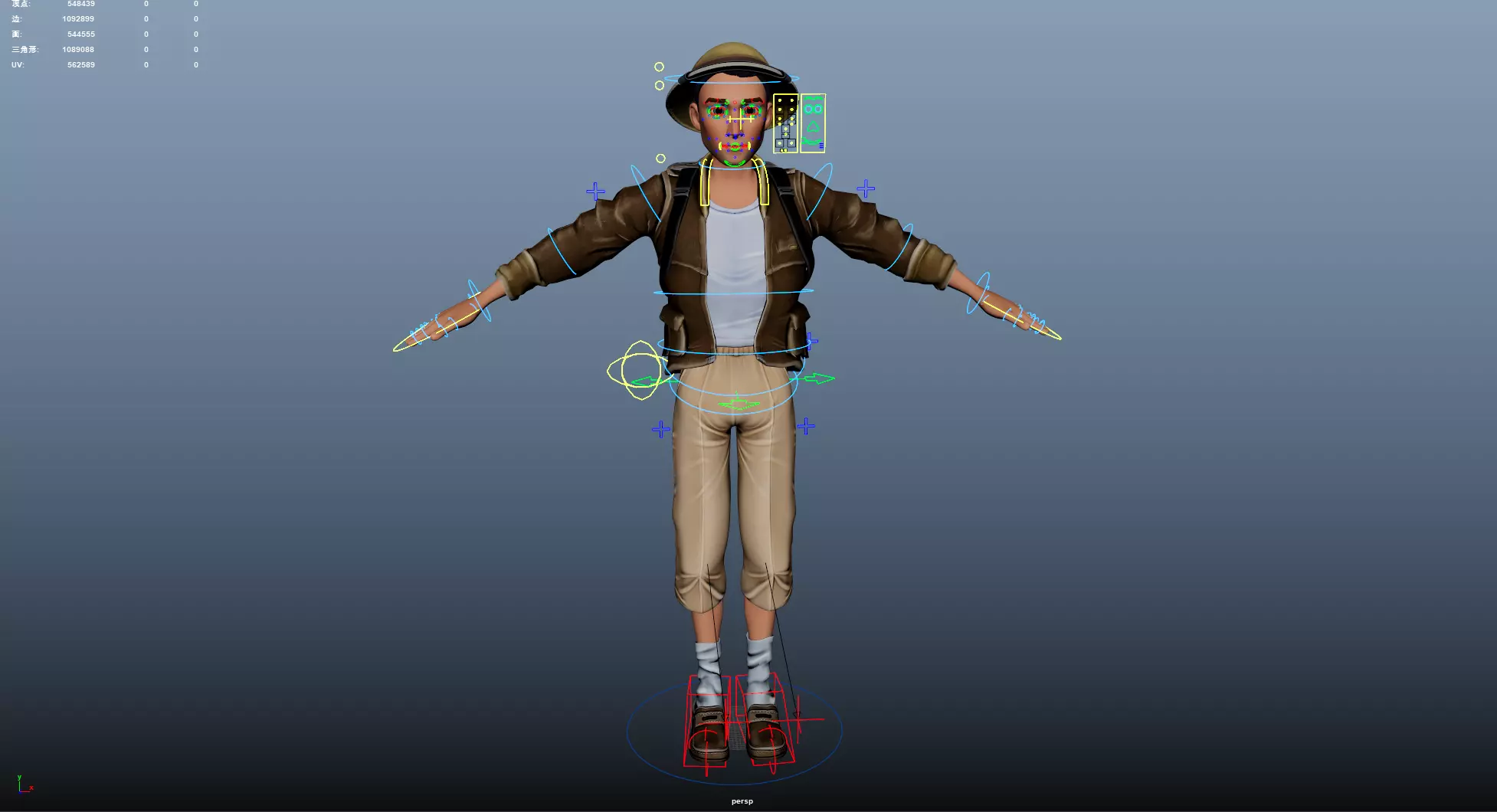 Explorer Cartoon Character Low-poly 3D model_20