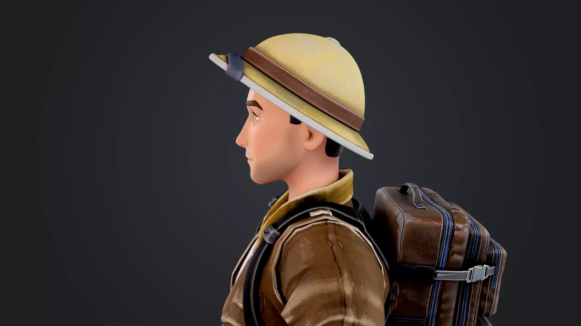 Explorer Cartoon Character Low-poly 3D model_10