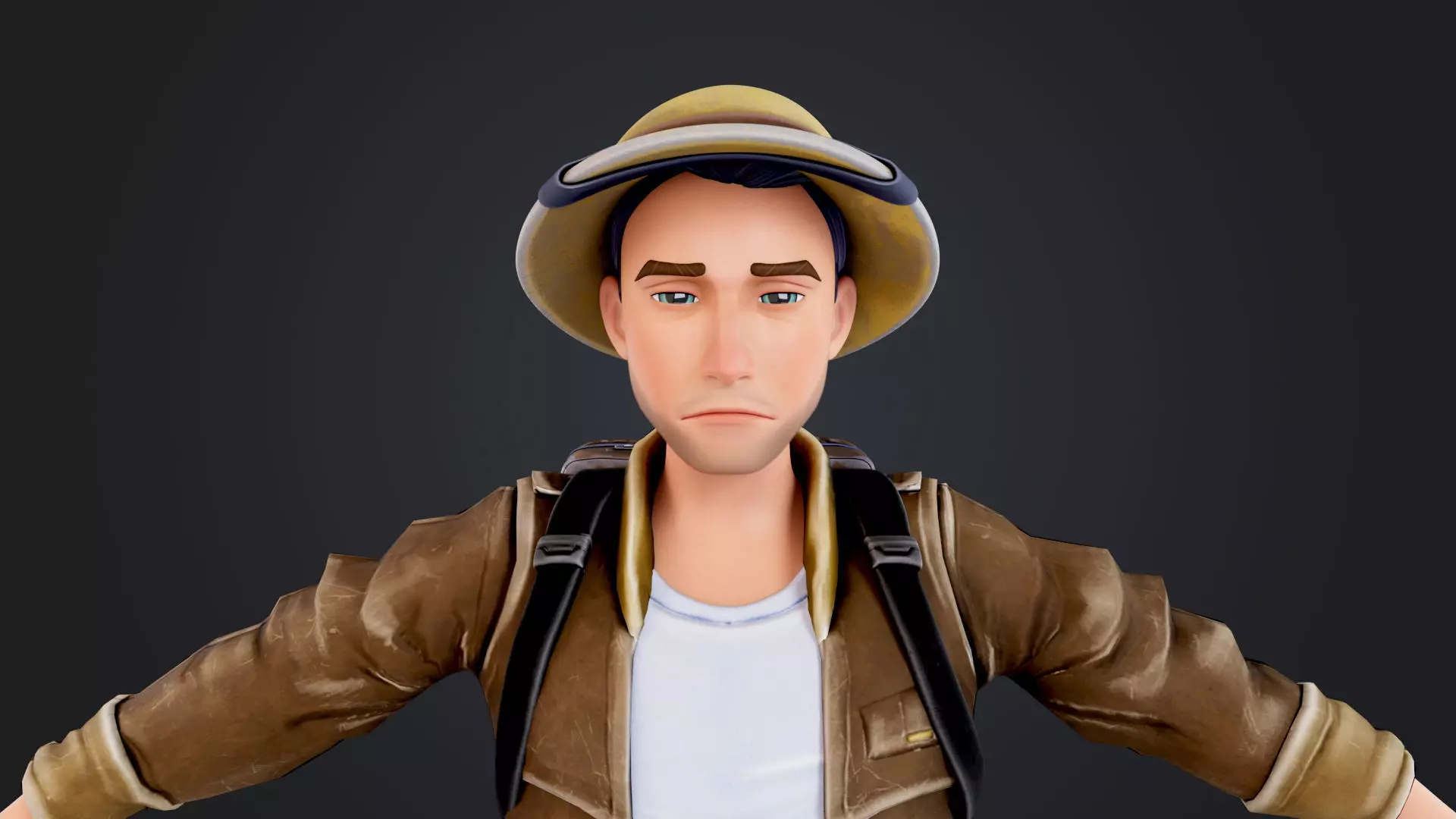 Explorer Cartoon Character Low-poly 3D model_15
