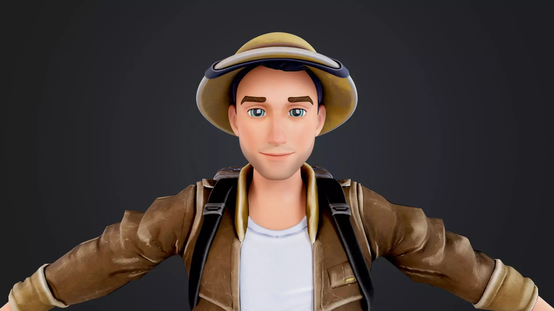 Explorer Cartoon Character Low-poly 3D model_13