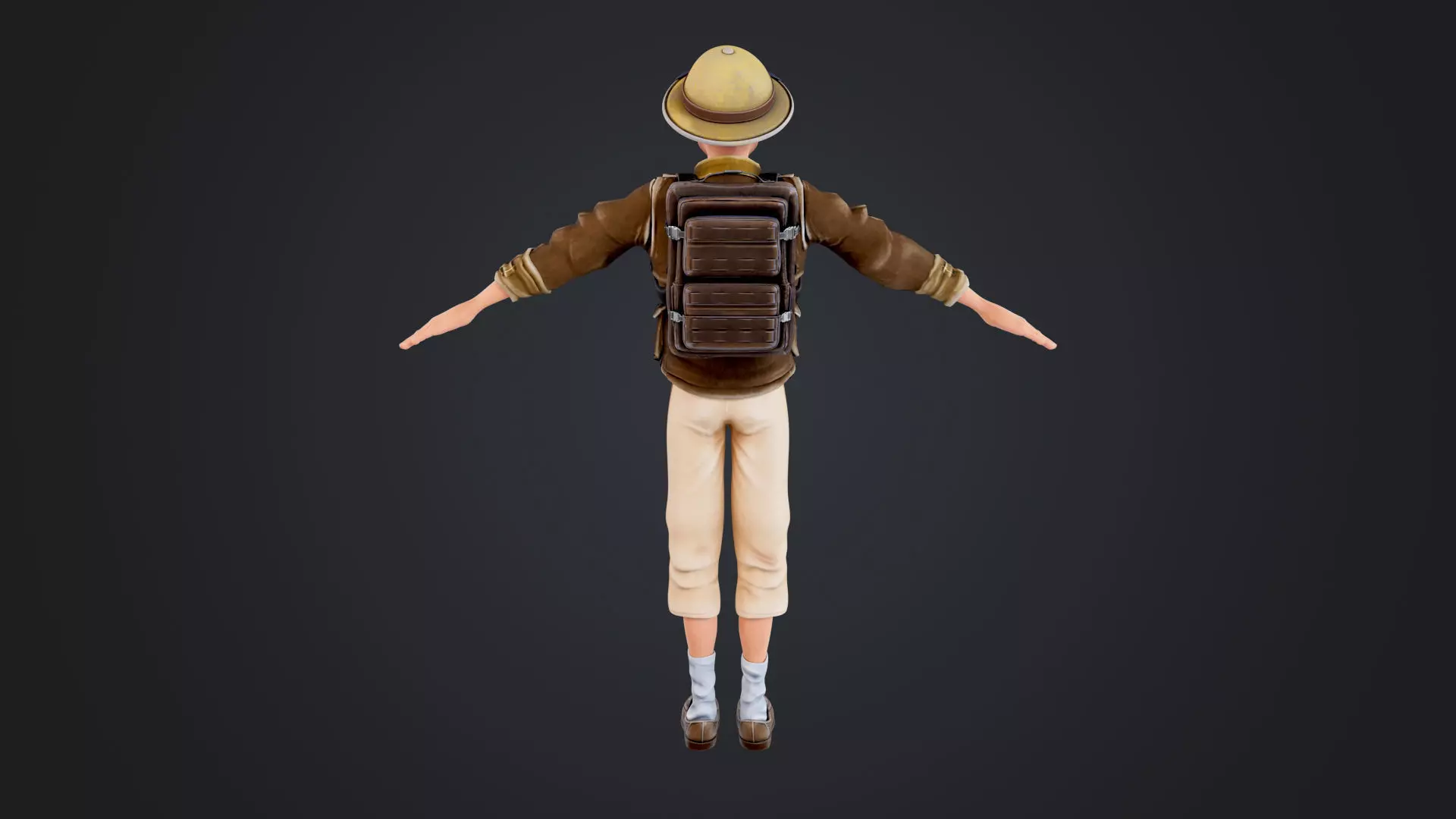 Explorer Cartoon Character Low-poly 3D model_7