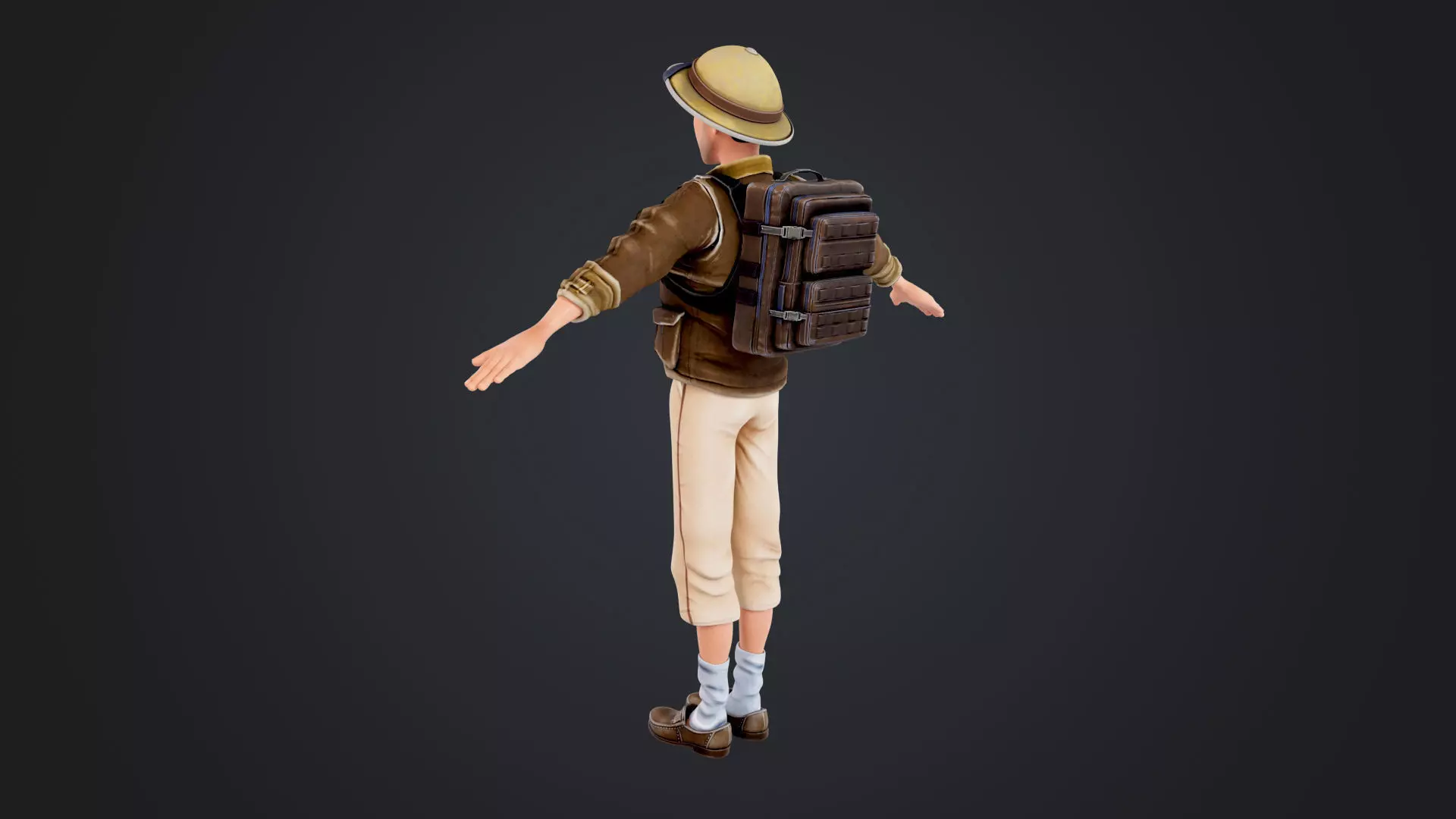 Explorer Cartoon Character Low-poly 3D model_6