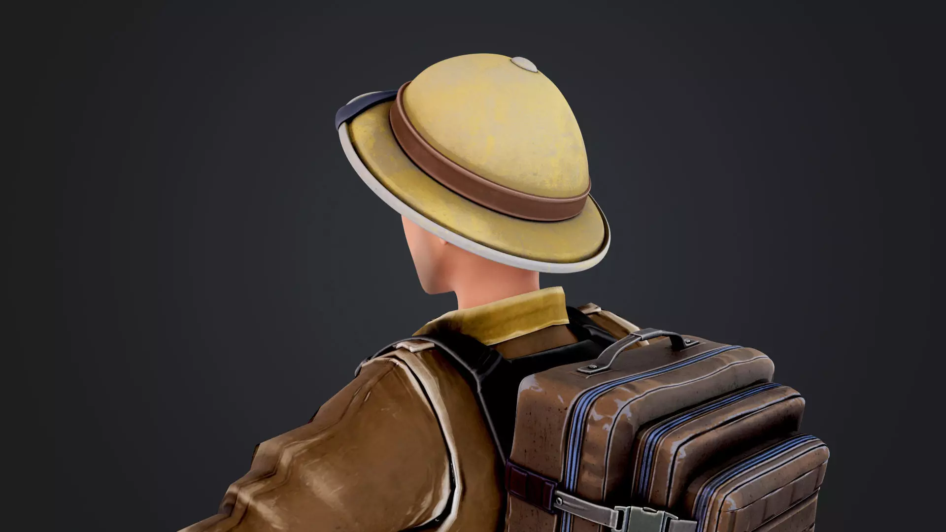 Explorer Cartoon Character Low-poly 3D model_11