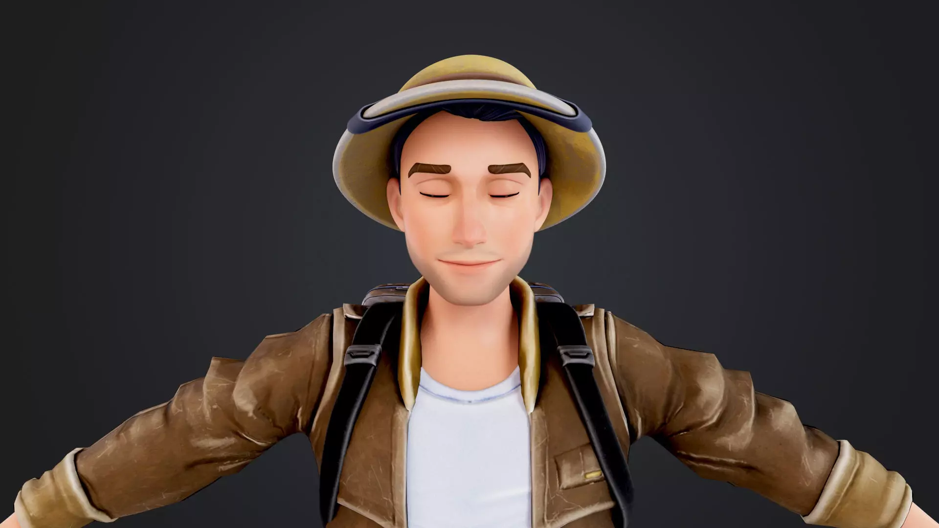 Explorer Cartoon Character Low-poly 3D model_17