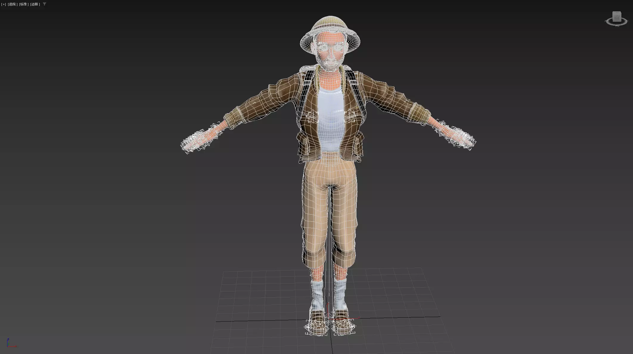 Explorer Cartoon Character Low-poly 3D model_22