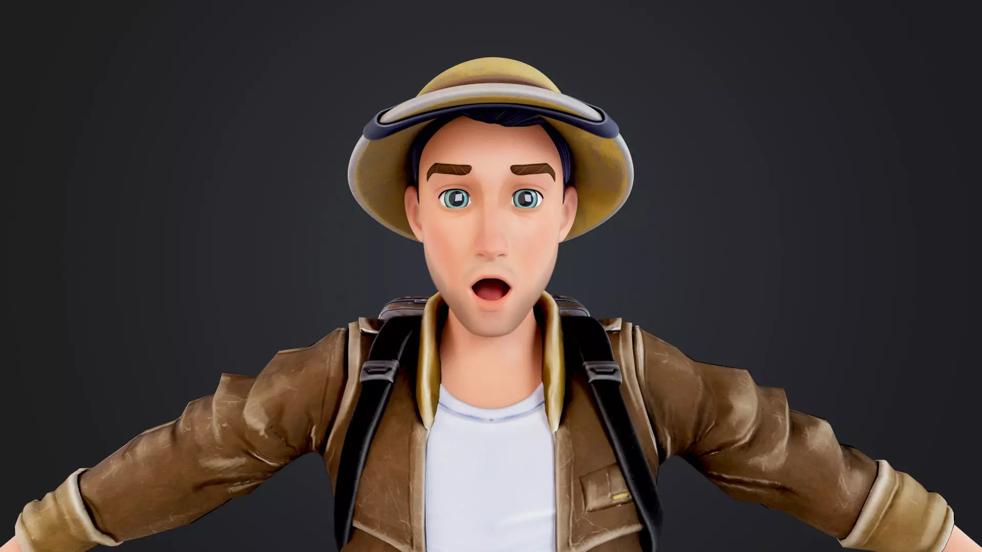 Explorer Cartoon Character Low-poly 3D model_16