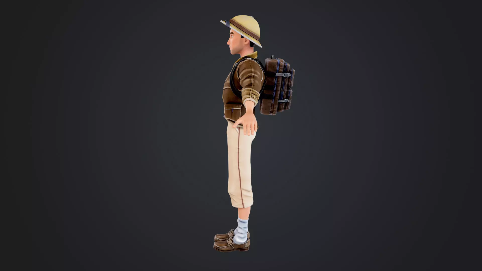 Explorer Cartoon Character Low-poly 3D model_5