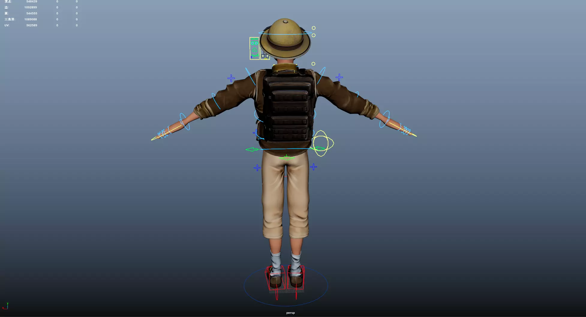 Explorer Cartoon Character Low-poly 3D model_23