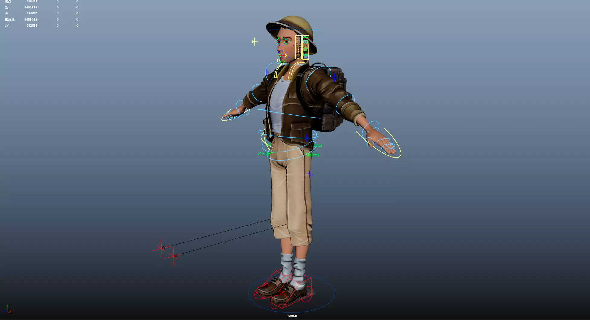 Explorer Cartoon Character Low-poly 3D model_24