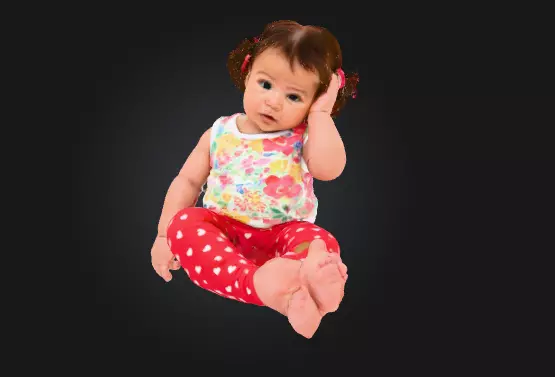 sweet sleepy toddler Low-poly 3D model_0