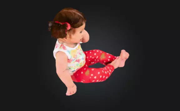 sweet sleepy toddler Low-poly 3D model_2