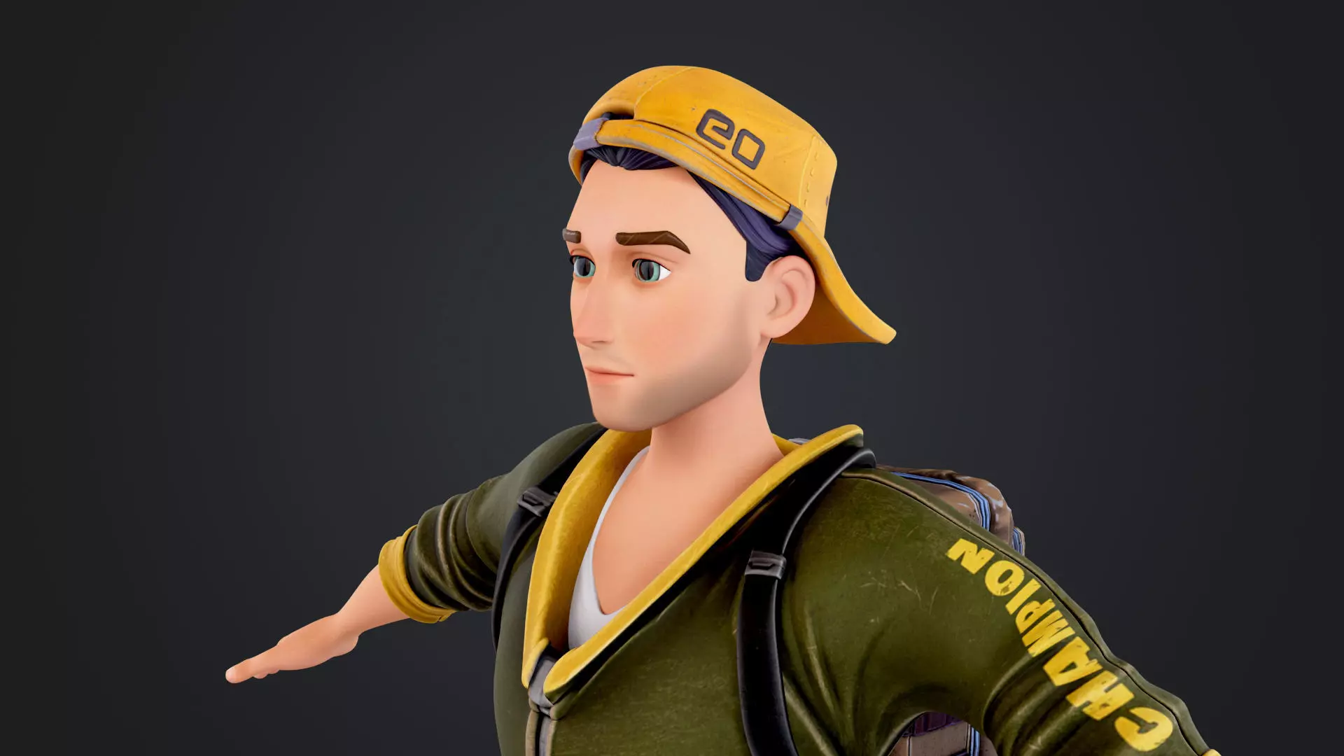 Explorer Cartoon Character Low-poly 3D model_9