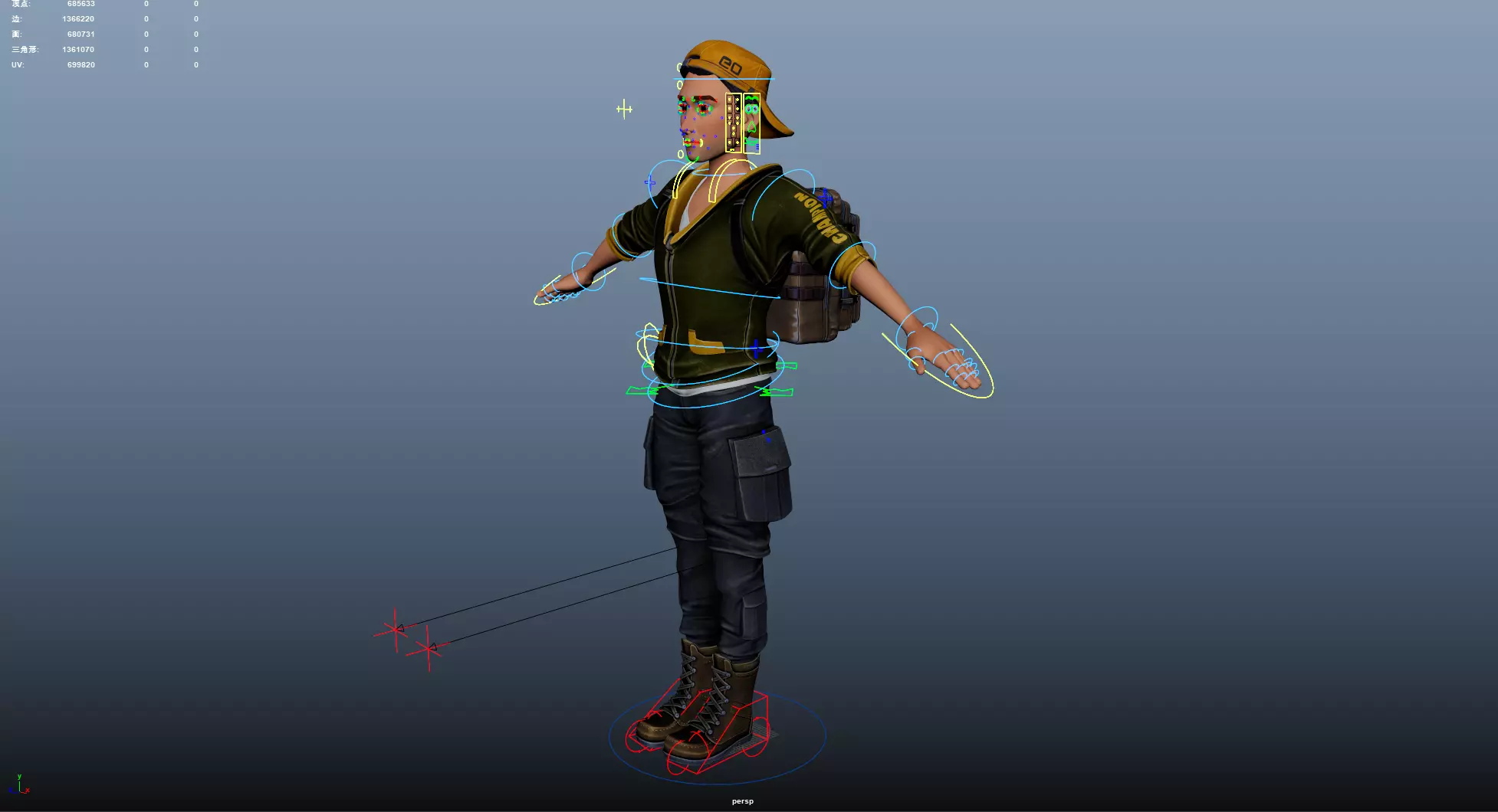 Explorer Cartoon Character Low-poly 3D model_22