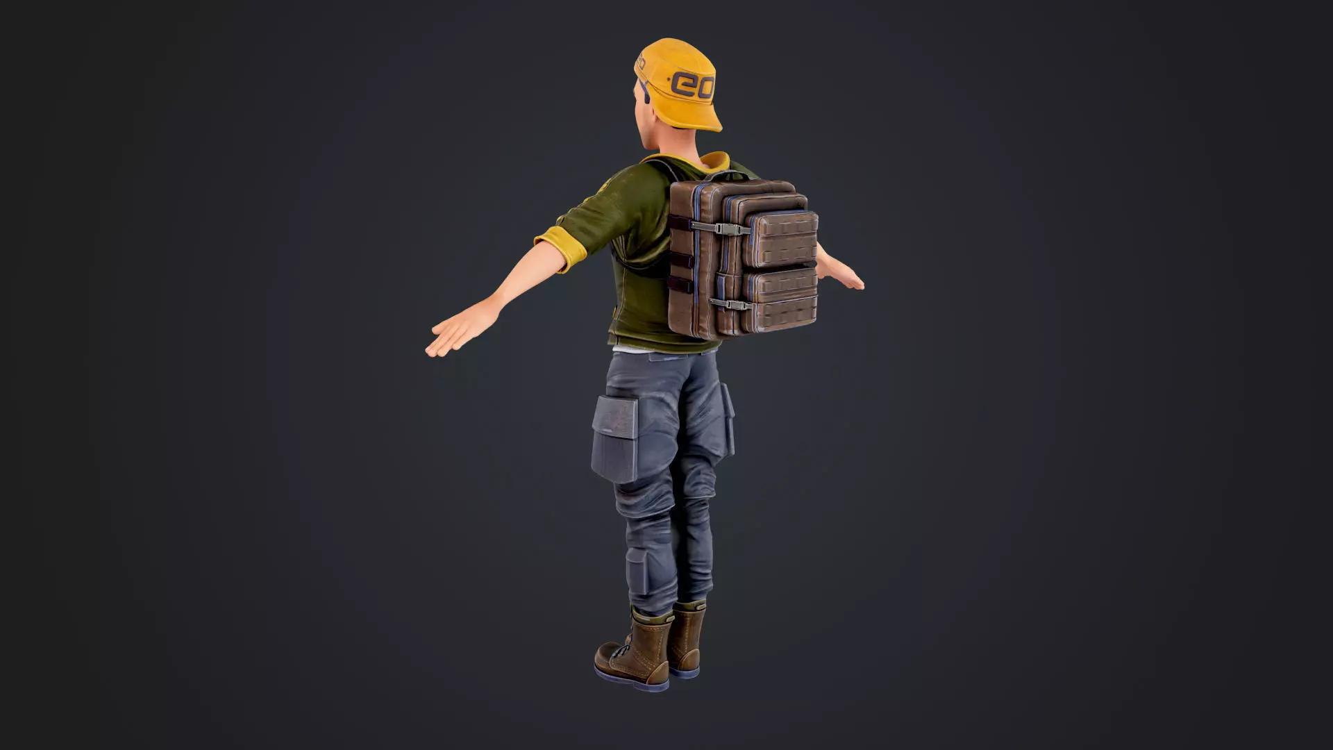 Explorer Cartoon Character Low-poly 3D model_6