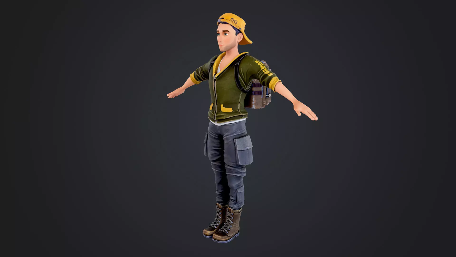 Explorer Cartoon Character Low-poly 3D model_4