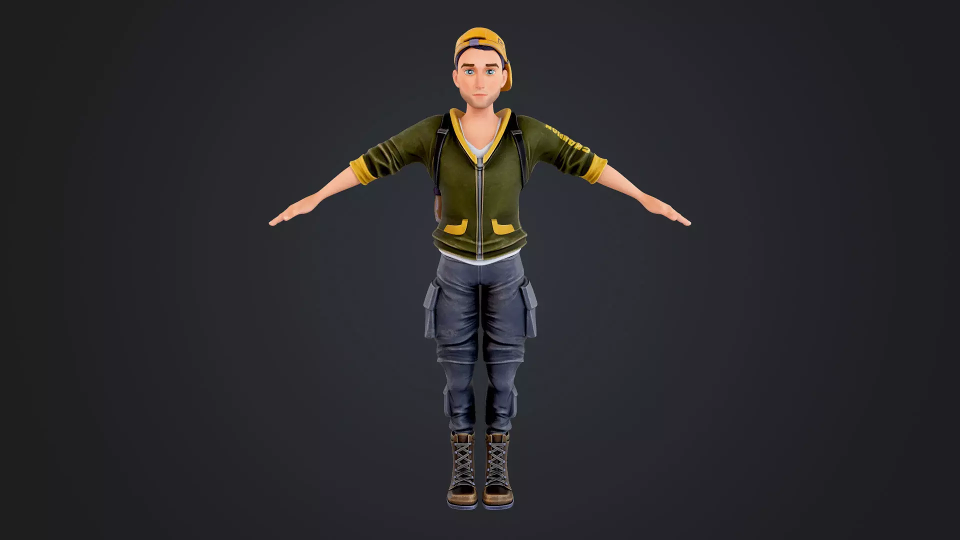 Explorer Cartoon Character Low-poly 3D model_3