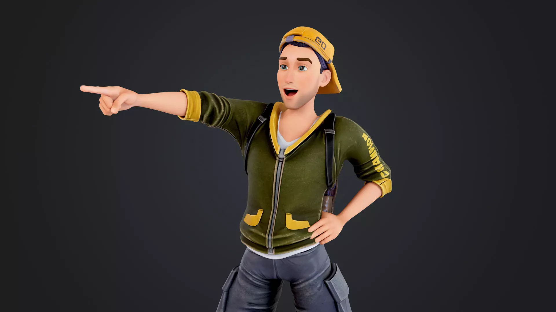 Explorer Cartoon Character Low-poly 3D model_19