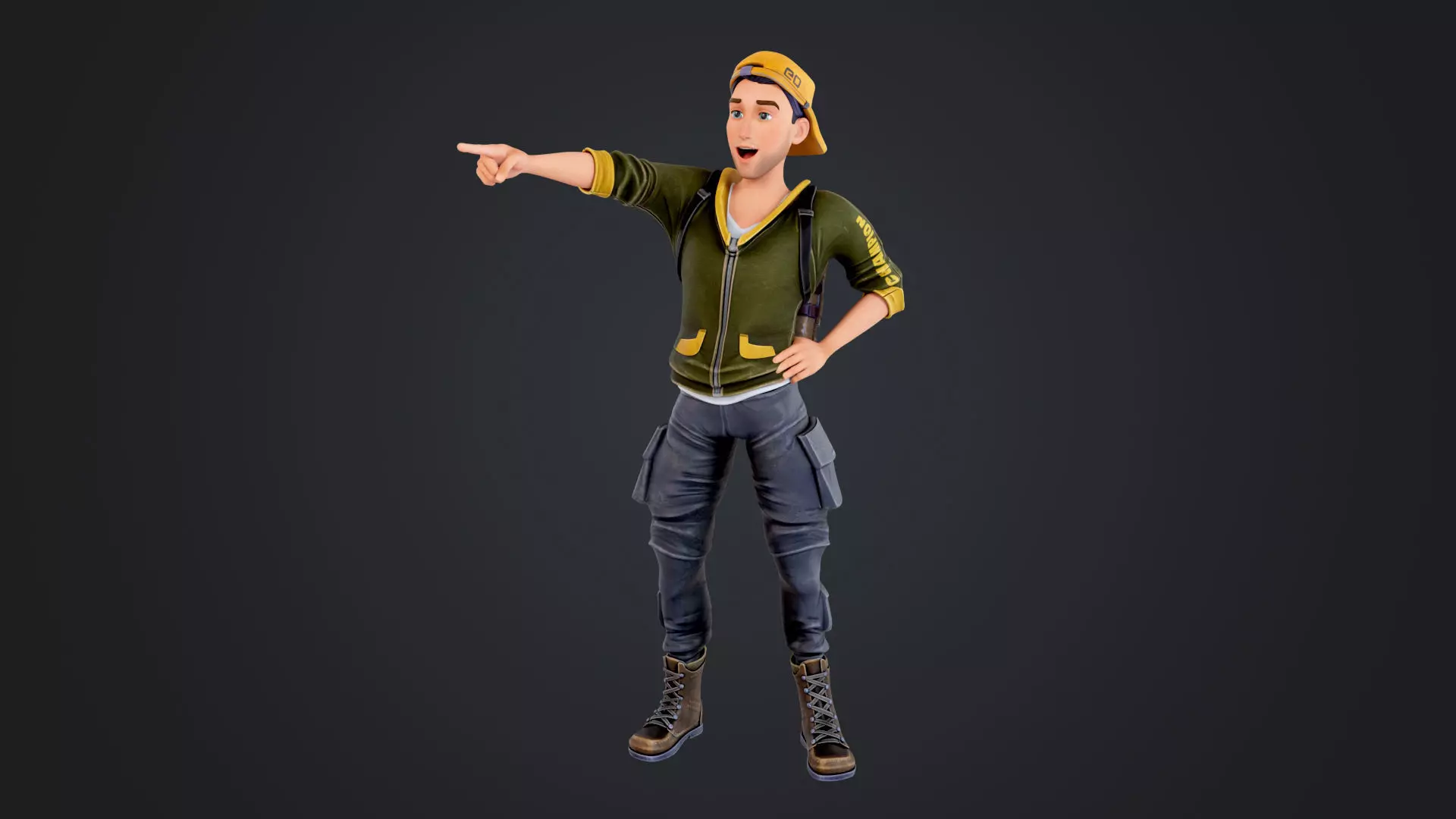 Explorer Cartoon Character Low-poly 3D model_1