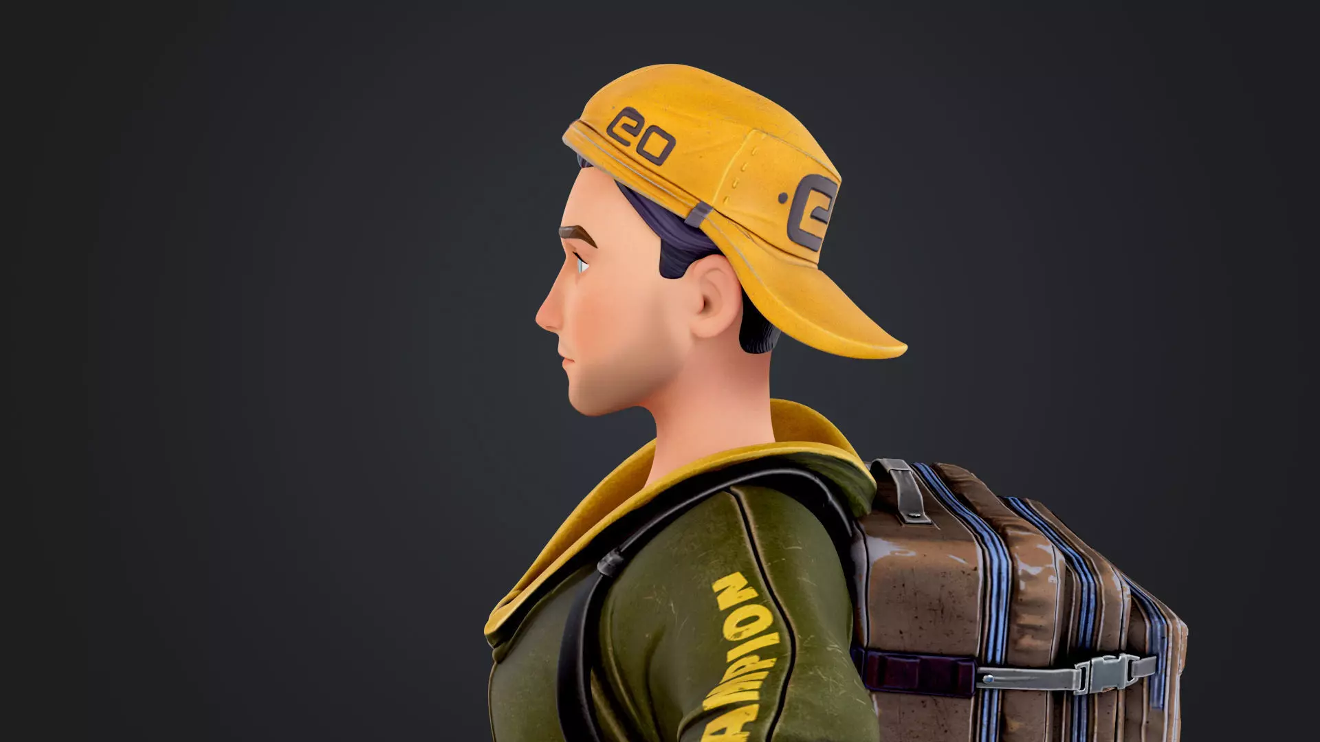 Explorer Cartoon Character Low-poly 3D model_10