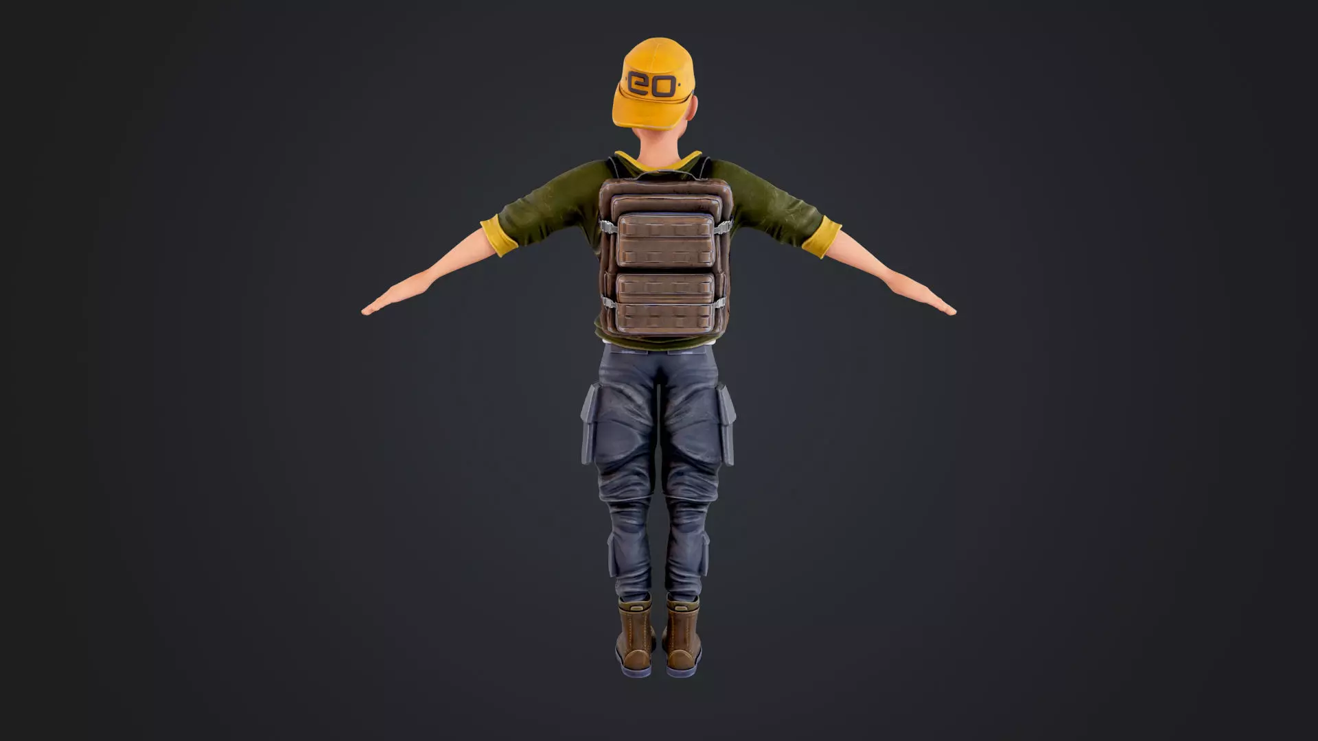 Explorer Cartoon Character Low-poly 3D model_7