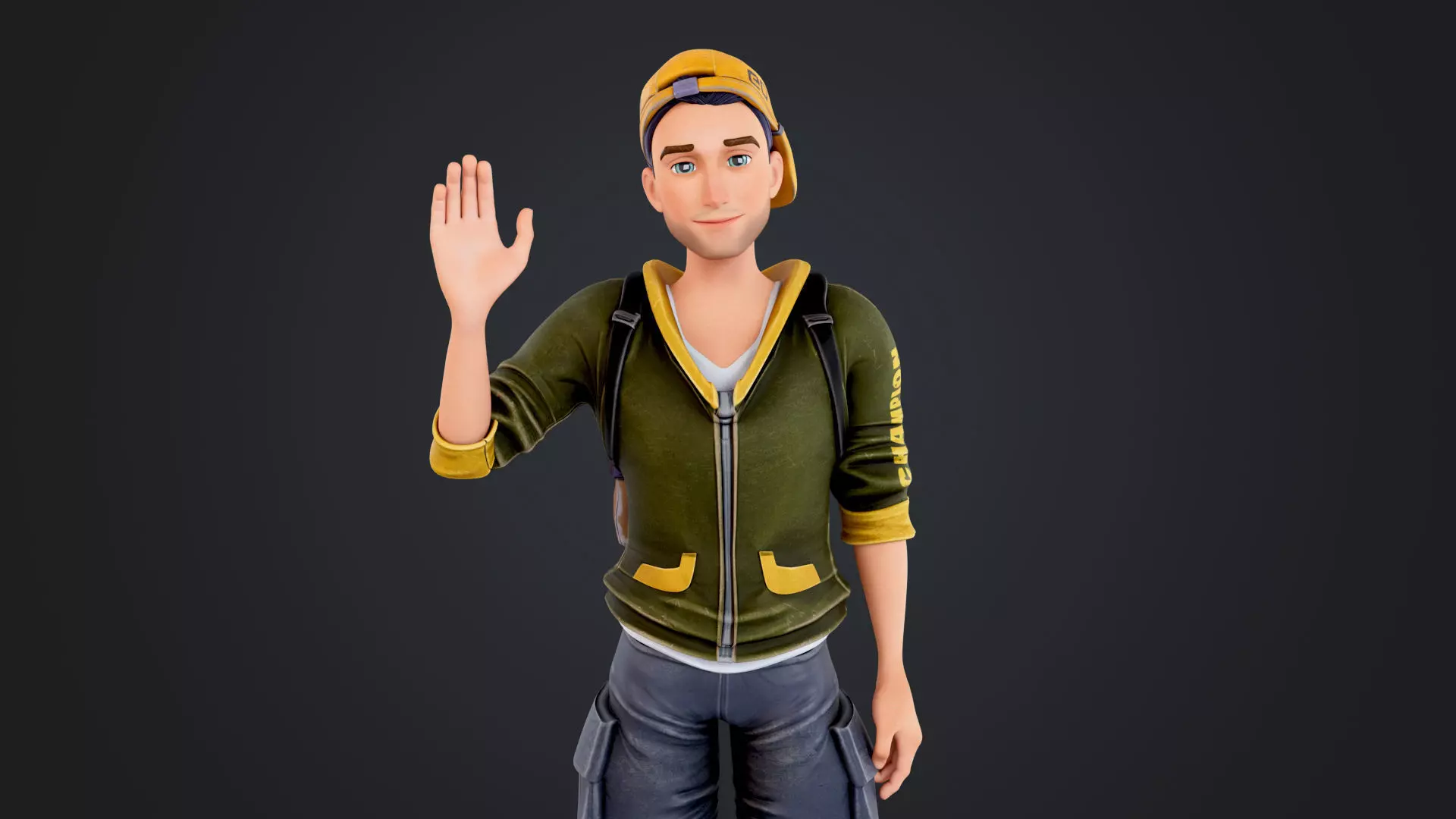 Explorer Cartoon Character Low-poly 3D model_18