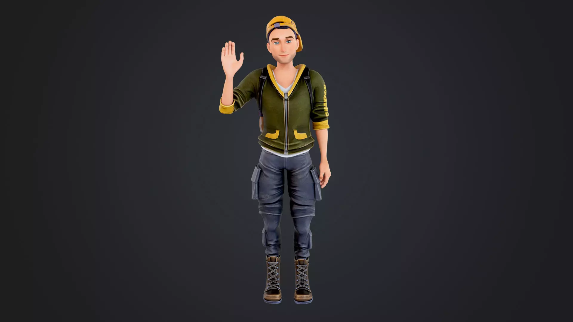 Explorer Cartoon Character Low-poly 3D model_2
