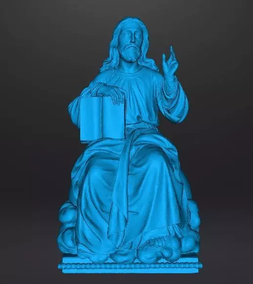 JESUS CHRIST SITTING WITH HOLY BIBLE RELIGIOUS STATUE ART 3D print model_10