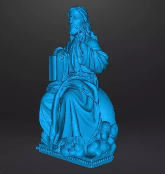 JESUS CHRIST SITTING WITH HOLY BIBLE RELIGIOUS STATUE ART 3D print model_12