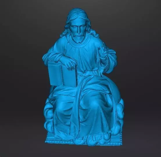 JESUS CHRIST SITTING WITH HOLY BIBLE RELIGIOUS STATUE ART 3D print model_13