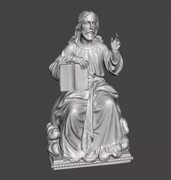 JESUS CHRIST SITTING WITH HOLY BIBLE RELIGIOUS STATUE ART 3D print model_2