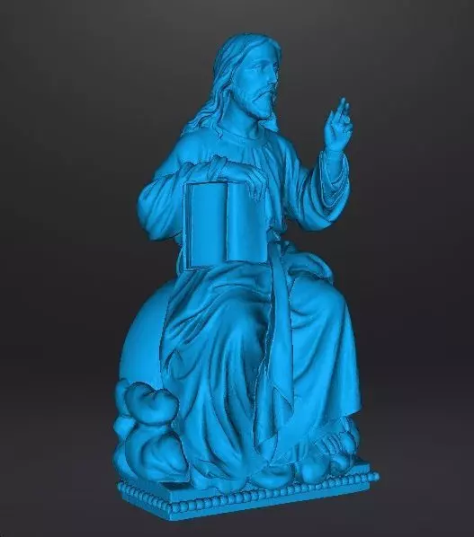 JESUS CHRIST SITTING WITH HOLY BIBLE RELIGIOUS STATUE ART 3D print model_11