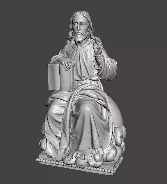 JESUS CHRIST SITTING WITH HOLY BIBLE RELIGIOUS STATUE ART 3D print model_3