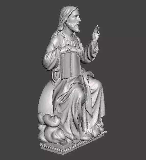 JESUS CHRIST SITTING WITH HOLY BIBLE RELIGIOUS STATUE ART 3D print model_4