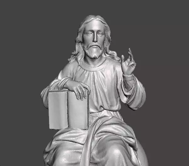 JESUS CHRIST SITTING WITH HOLY BIBLE RELIGIOUS STATUE ART 3D print model_0