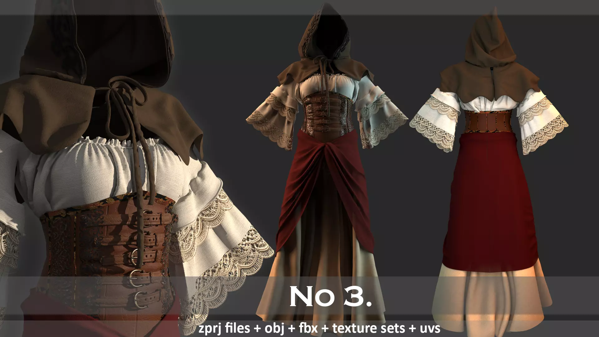 3 Medieval outfits 3D model_3