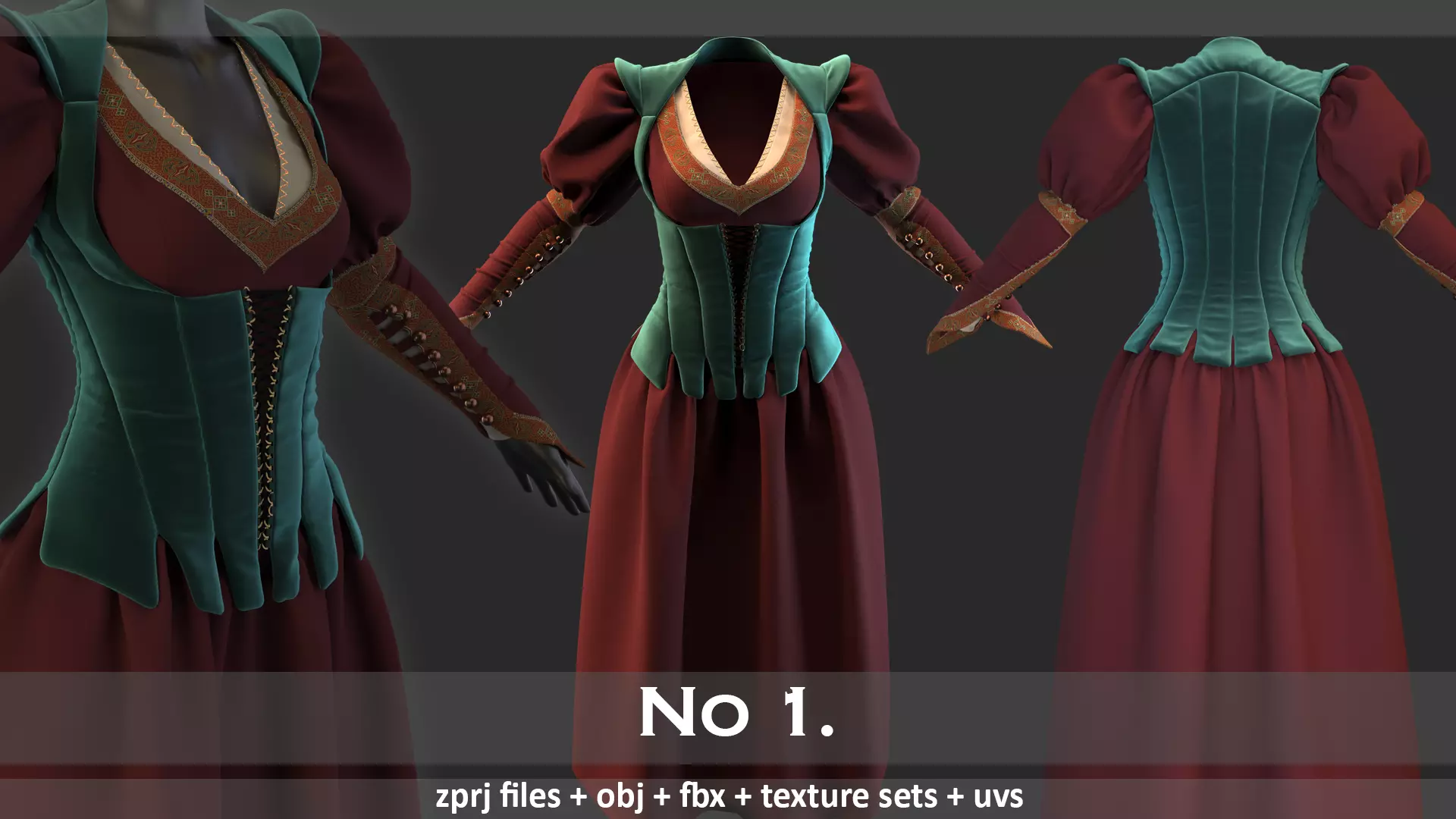3 Medieval outfits 3D model_1